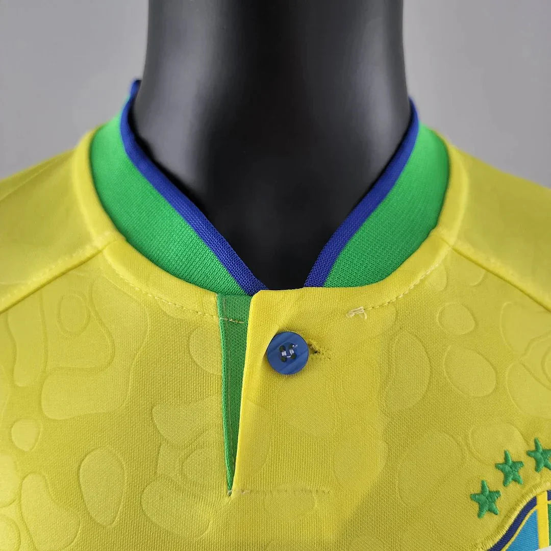 Brasilien 2022 Fußball-Heimset zur Fußballweltmeisterschaft (Trikot + Shorts)