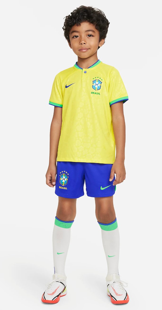 Brasilien 2022 Fußball-Heimset zur Fußballweltmeisterschaft (Trikot + Shorts)