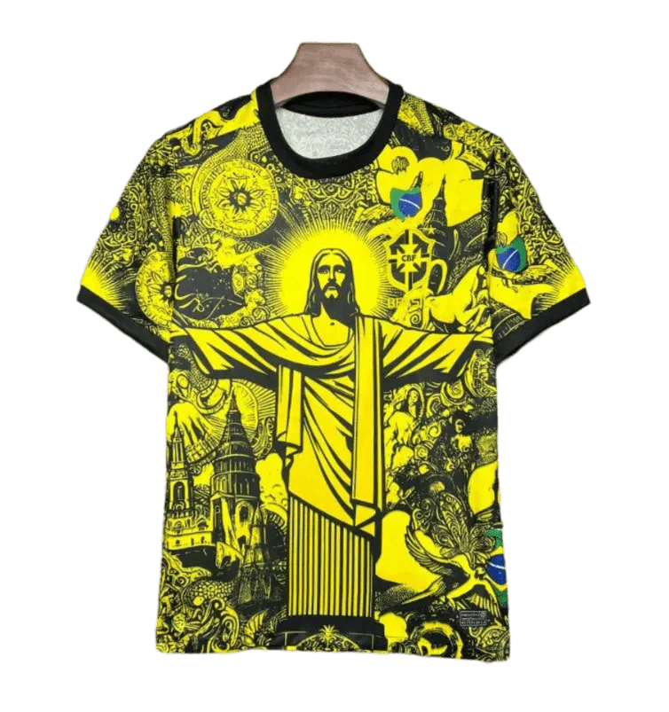 Gelbes Brasilien X Christ-Sonderedition-Trikot 2024/2025 – Fan-Version