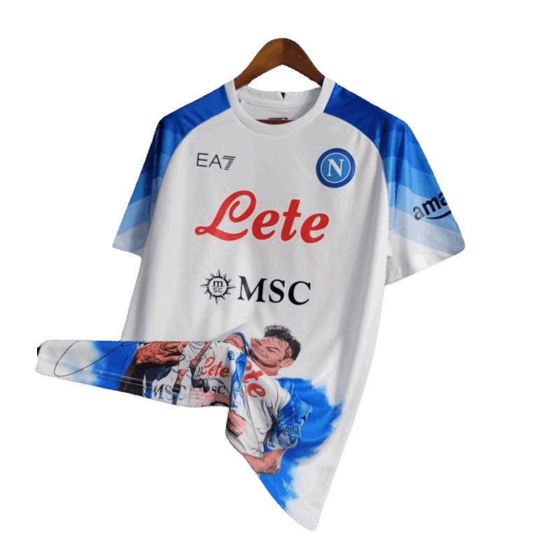 23-24 Napoli Face Game Lozano White Kit - Fan version