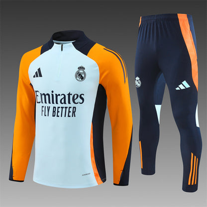 Real Madrid Tracksuit - White/Orange (Kids)