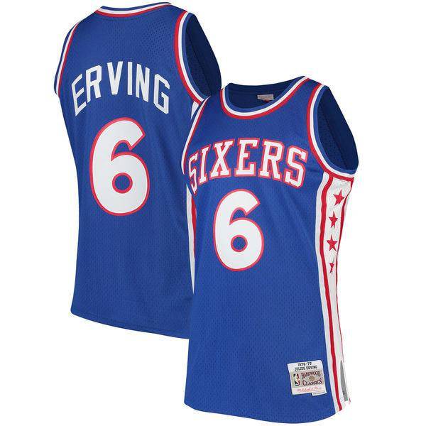 Mens Philadelphia 76ers Julius Erving Mitchell &amp; Ness Royal Hardwood Classics Swingman Jersey