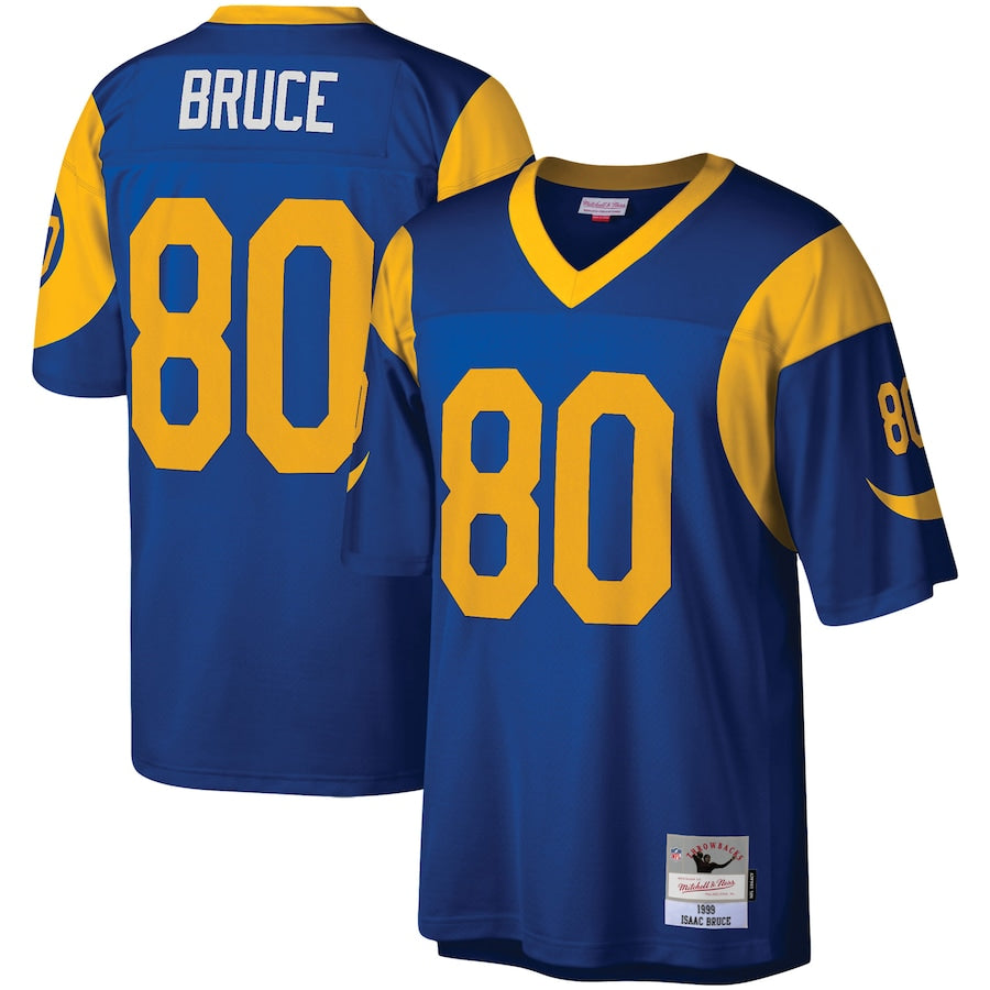 Mens St. Louis Rams Isaac Bruce Mitchell &amp; Ness Royal Blue/Yellow 1999 Legacy Jersey