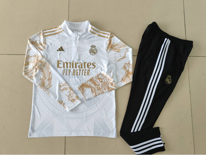 Real Madrid Tracksuit 2025 White/Gold