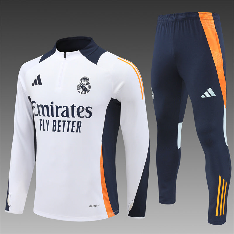 Real madrid Tracksuit white orange 2024/2025