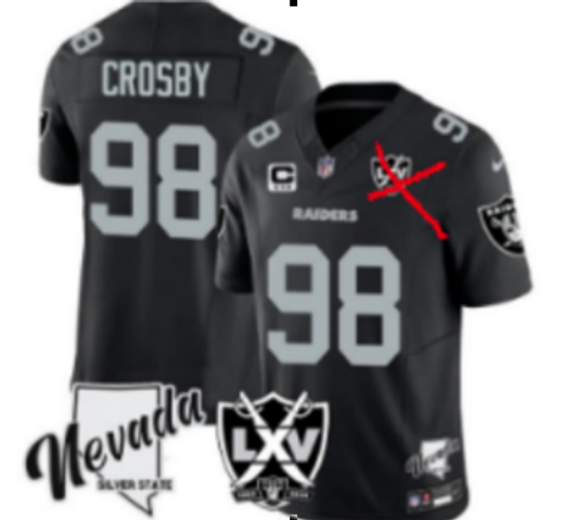 Las Vegas Raiders 98 Black Three Generations of Gratitude Jersey NFL