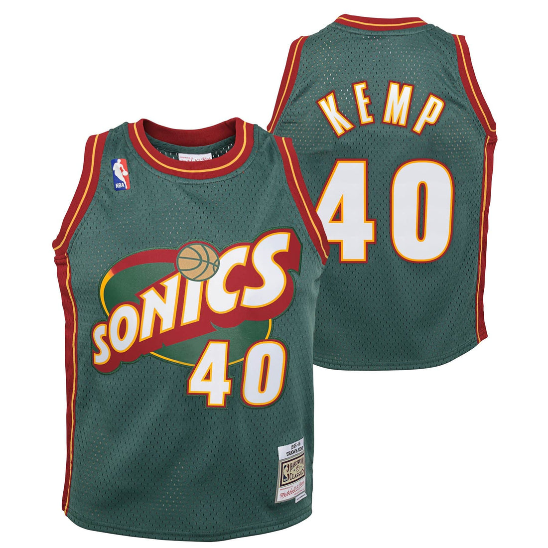 Youth Shawn Kemp Seattle Supersonics Mitchell &amp; Ness 1996-96 Green NBA Swingman Hardwood Classics Jersey