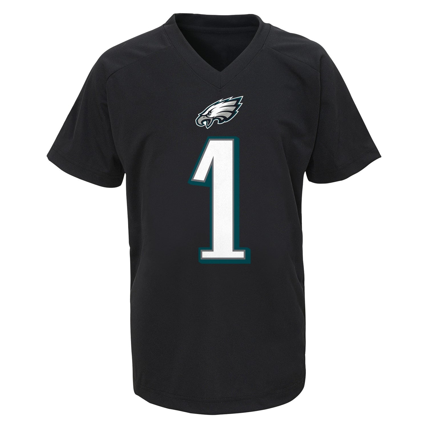 Youth Jalen Hurts Philadelphia Eagles Black V-Neck Performance Jersey Tee