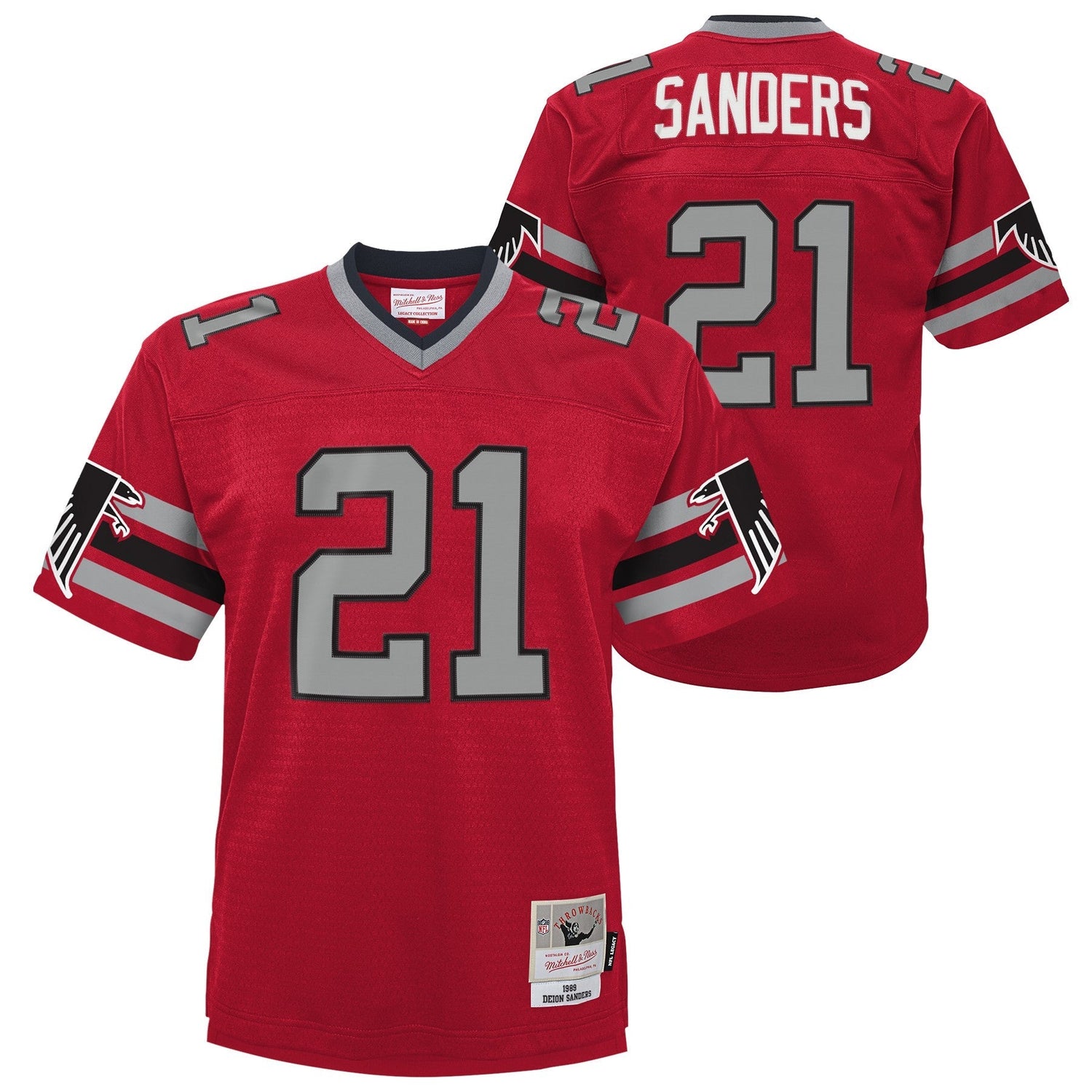 Youth Atlanta Falcons Deion Sanders Mitchell &amp; Ness Red 1989 Retired Player Vintage Jersey