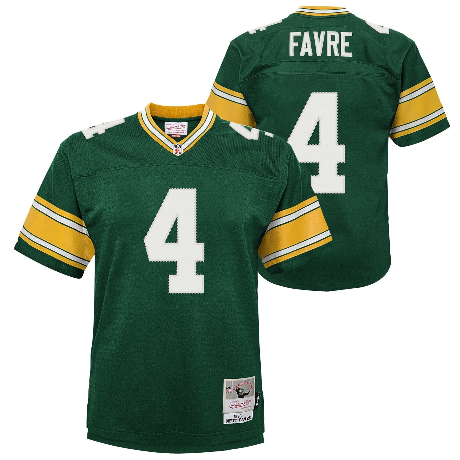 Youth Green Bay Packers Brett Favre 1996 Mitchell &amp; Ness Green Retired Player Vintage Jersey