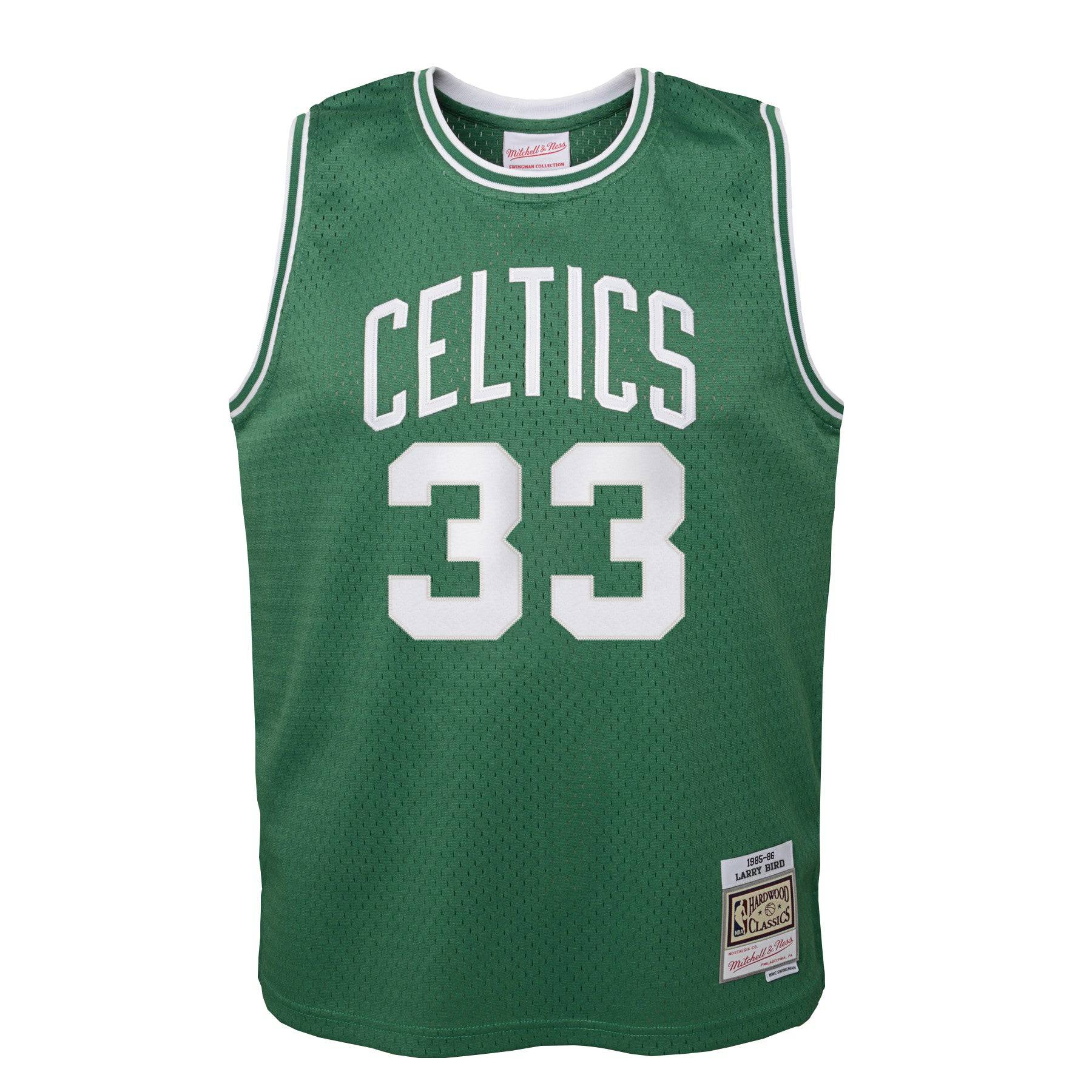 Youth Boston Celtics Larry Bird Mitchell &amp; Ness Kelly Green 1985-86 Hardwood Classics Swingman Jersey