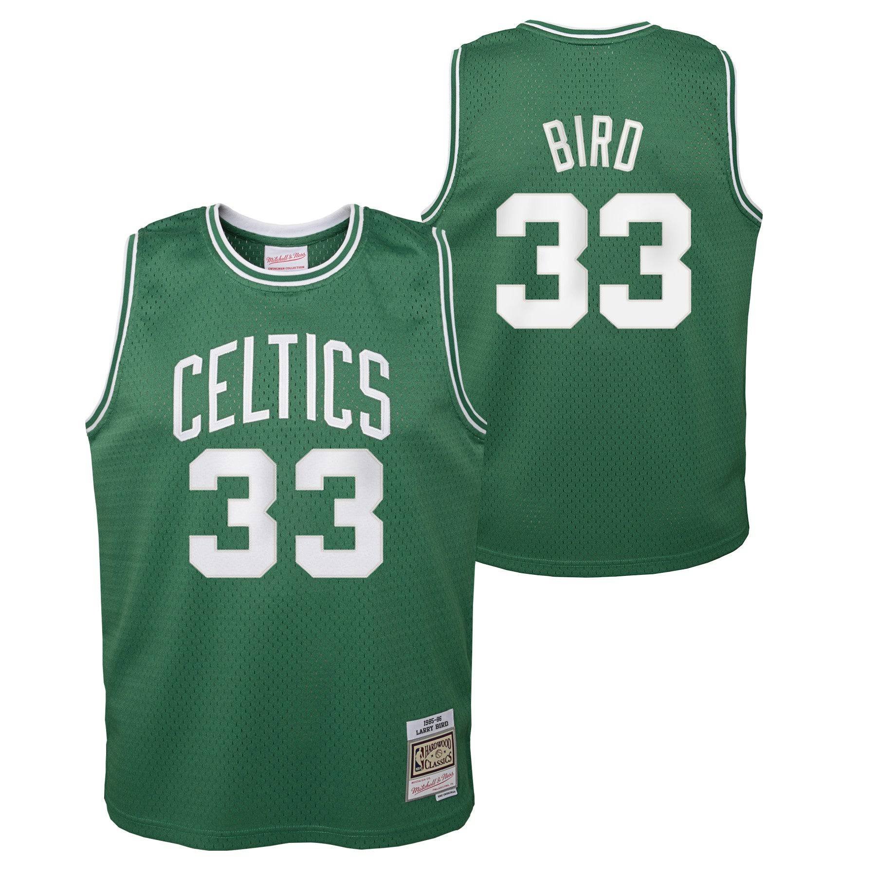 Youth Boston Celtics Larry Bird Mitchell &amp; Ness Kelly Green 1985-86 Hardwood Classics Swingman Jersey