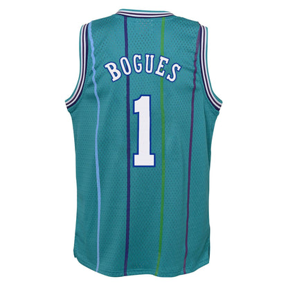 Youth Charlotte Hornets Muggsy Bogues Mitchell &amp; Ness Teal 1992-93 Hardwood Classics Swingman Jersey