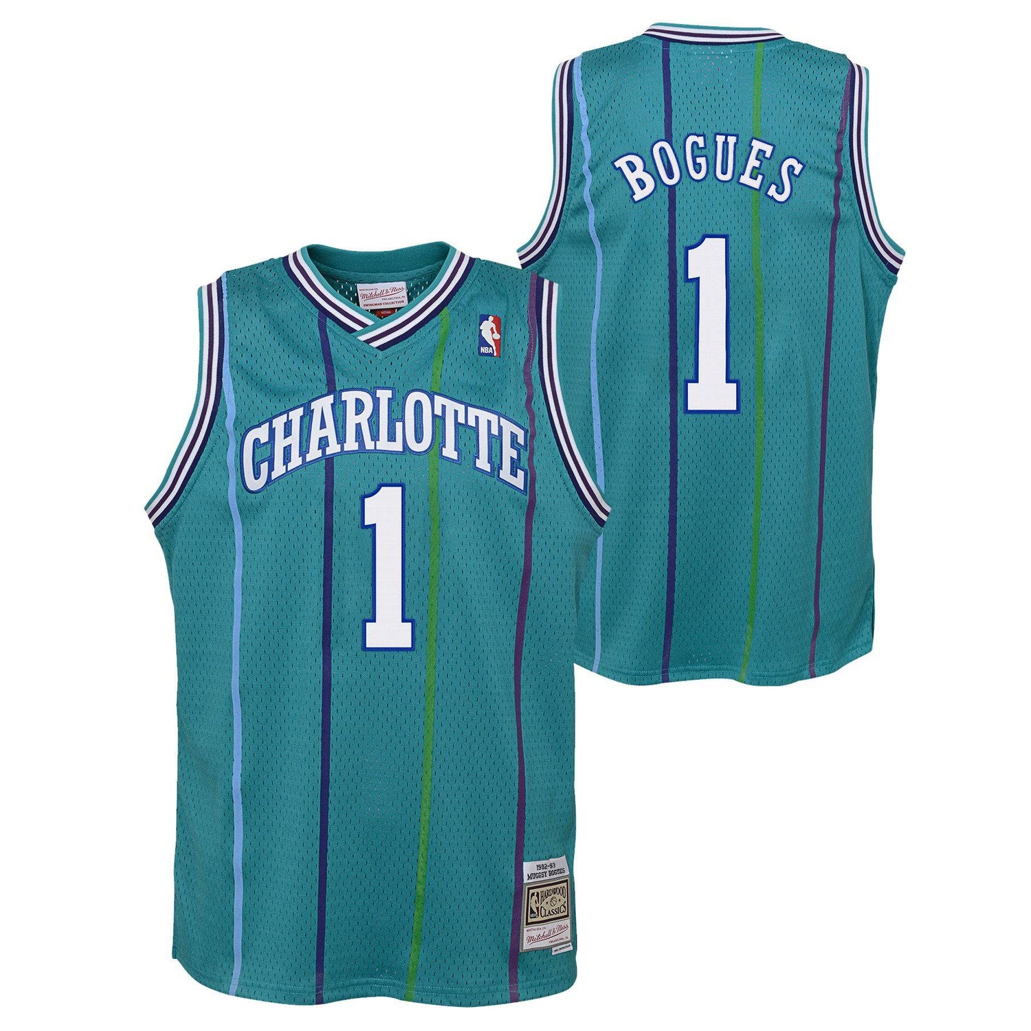 Youth Charlotte Hornets Muggsy Bogues Mitchell &amp; Ness Teal 1992-93 Hardwood Classics Swingman Jersey