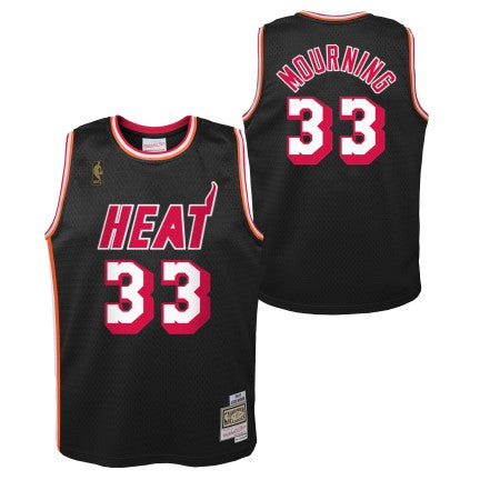 Youth Miami Heat Alonzo Mourning Mitchell &amp; Ness Black 1996-97 Hardwood Classics Jersey