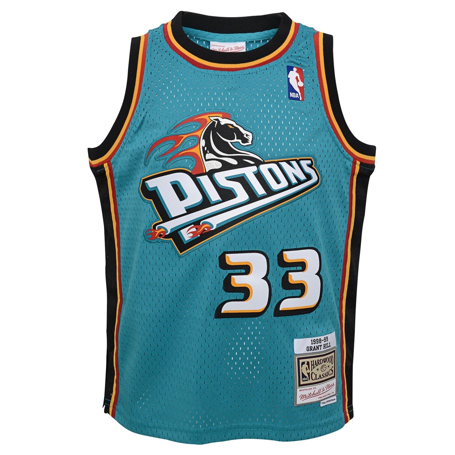 Youth Detroit Pistons Grant Hill Mitchell &amp; Ness Teal 1998-99 Hardwood Classics Swingman Jersey