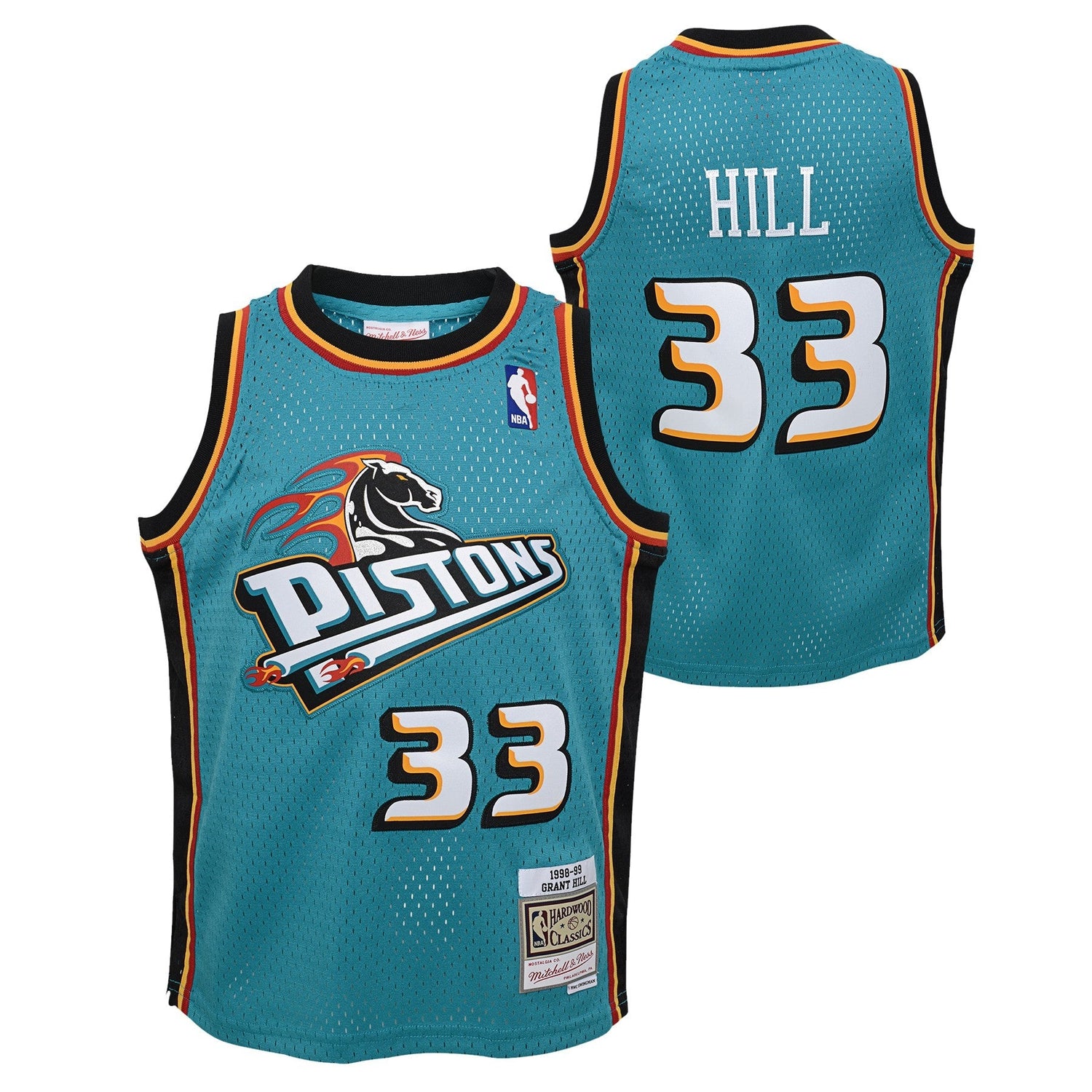 Youth Detroit Pistons Grant Hill Mitchell &amp; Ness Teal 1998-99 Hardwood Classics Swingman Jersey