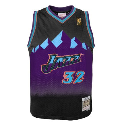 Youth Utah Jazz Karl Malone Mitchell &amp; Ness 1996-97 Hardwood Classics Reload 2.0 Swingman Jersey-Black