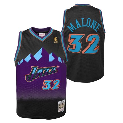 Youth Utah Jazz Karl Malone Mitchell &amp; Ness 1996-97 Hardwood Classics Reload 2.0 Swingman Jersey-Black