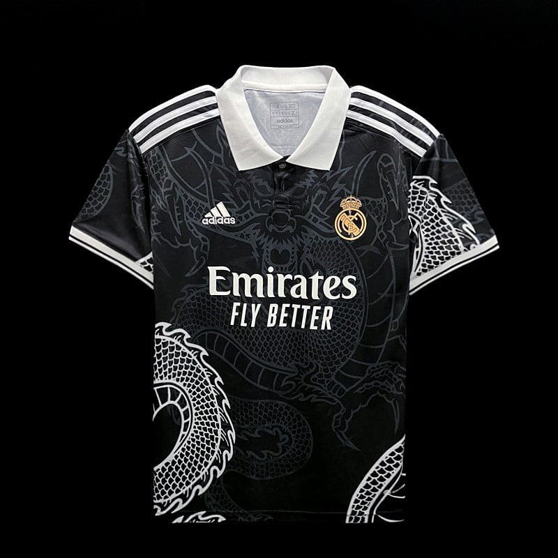 Dragon Design real Madrid Shirt (Black) - The Kit Vault