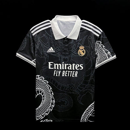 Dragon Design real Madrid Shirt (Black) - The Kit Vault