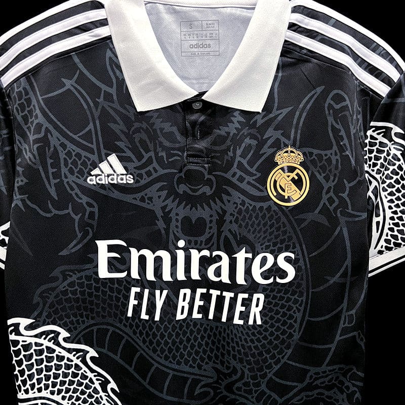 Dragon Design real Madrid Shirt (Black) - The Kit Vault