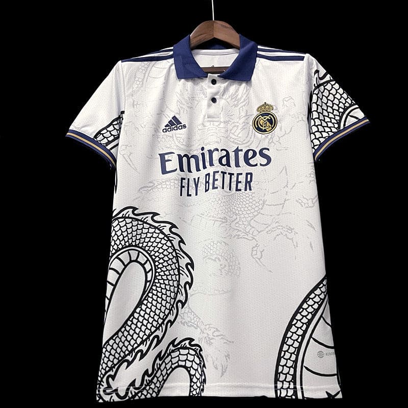 Dragon Design real Madrid Shirt (White) - The Kit Vault