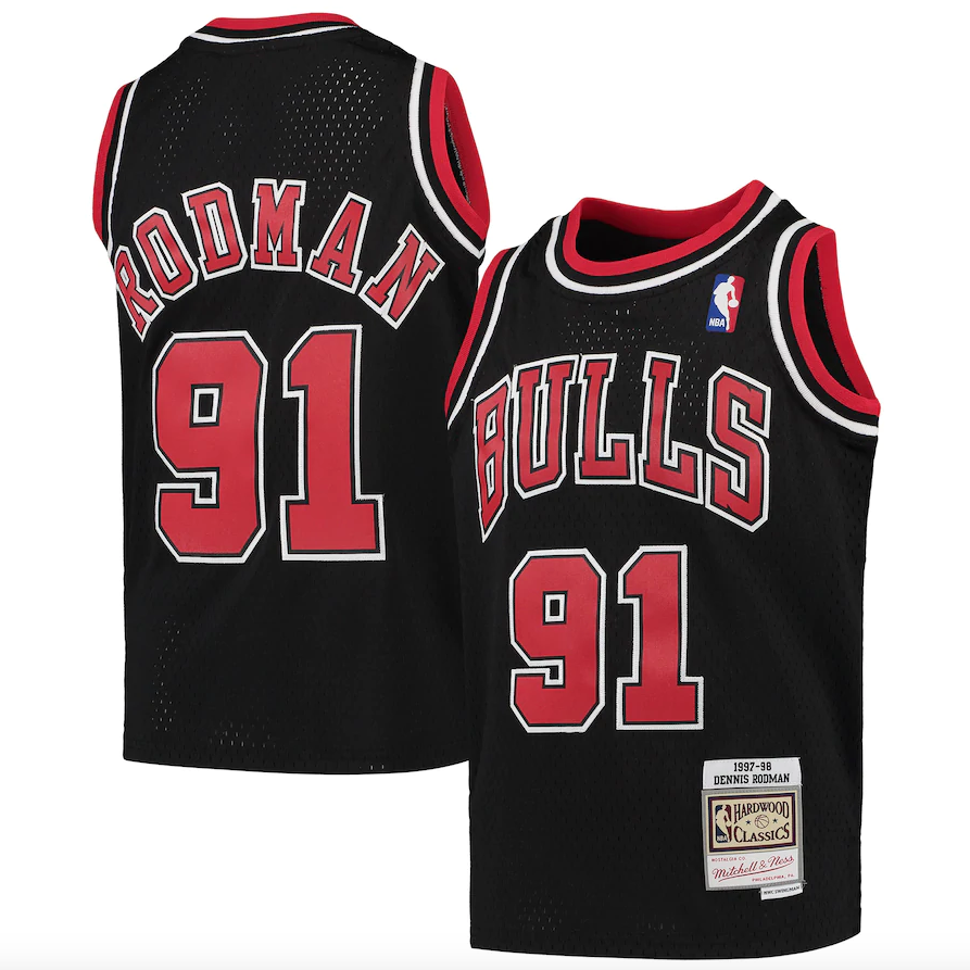 Youth Chicago Bulls Dennis Rodman Mitchell &amp; Ness Black 1997-98 Hardwood Classics Swingman Jersey