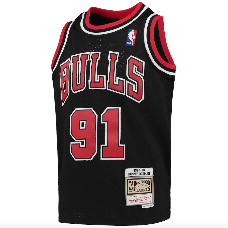 Youth Chicago Bulls Dennis Rodman Mitchell &amp; Ness Black 1997-98 Hardwood Classics Swingman Jersey