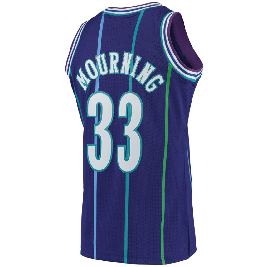 Men’s Alonzo Mourning Charlotte Hornets 1994-95 Purple Swingman Jersey By Mitchell &amp; Nessi