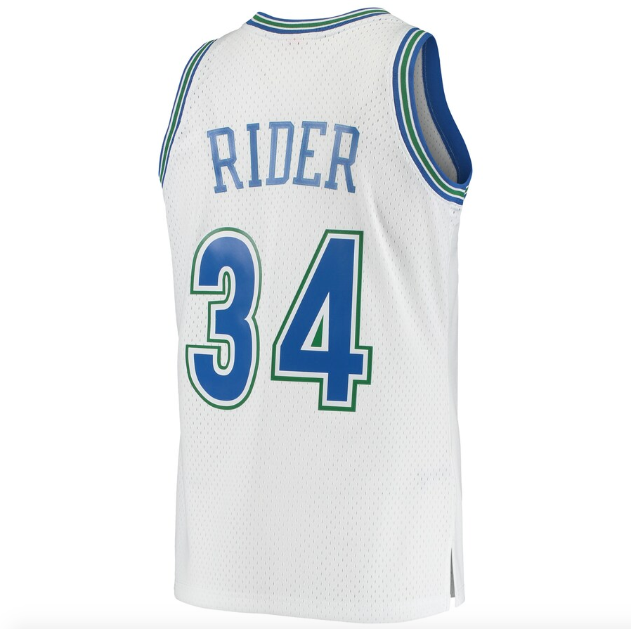 Mens Minnesota Timberwolves Isaiah Rider Mitchell &amp; Ness White 1995-96 Hardwood Classics Swingman Jersey