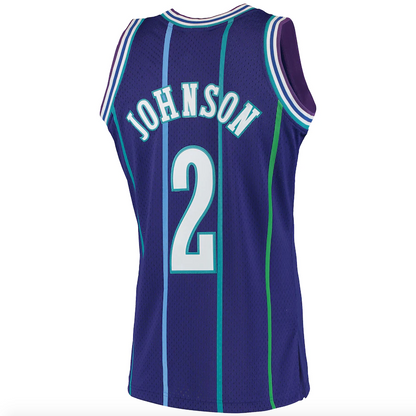 Men’s Larry Johnson Charlotte Hornets 1994-95 Purple Swingman Jersey By Mitchell &amp; Ness