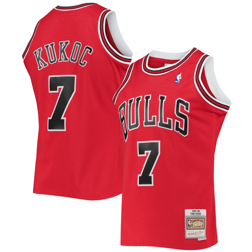 Mens Chicago Bulls Toni Kukoc Mitchell &amp; Ness Red 1997-98 Hardwood Classics Swingman Jersey