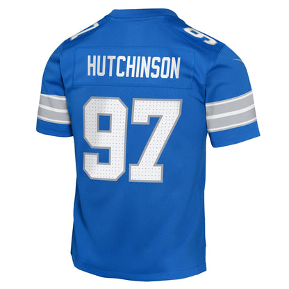 Youth Detroit Lions Aidan Hutchinson Nike Blue Game Jersey