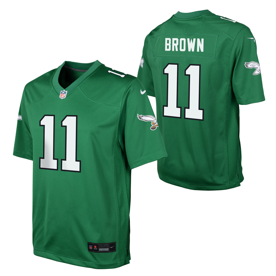 Youth AJ Brown Philadelphia Eagles Nike Alternate Game Jersey-Kelly Green