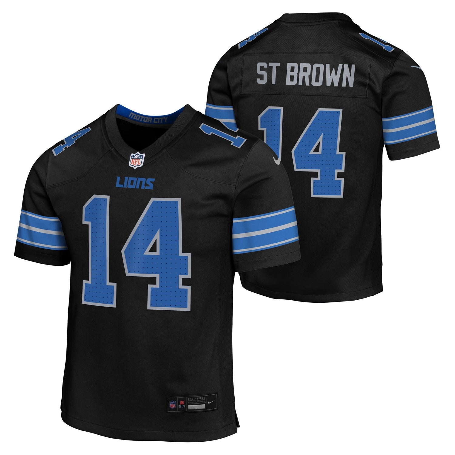 Youth Detroit Lions Amon-Ra St. Brown Nike Black Alternate Game Jersey