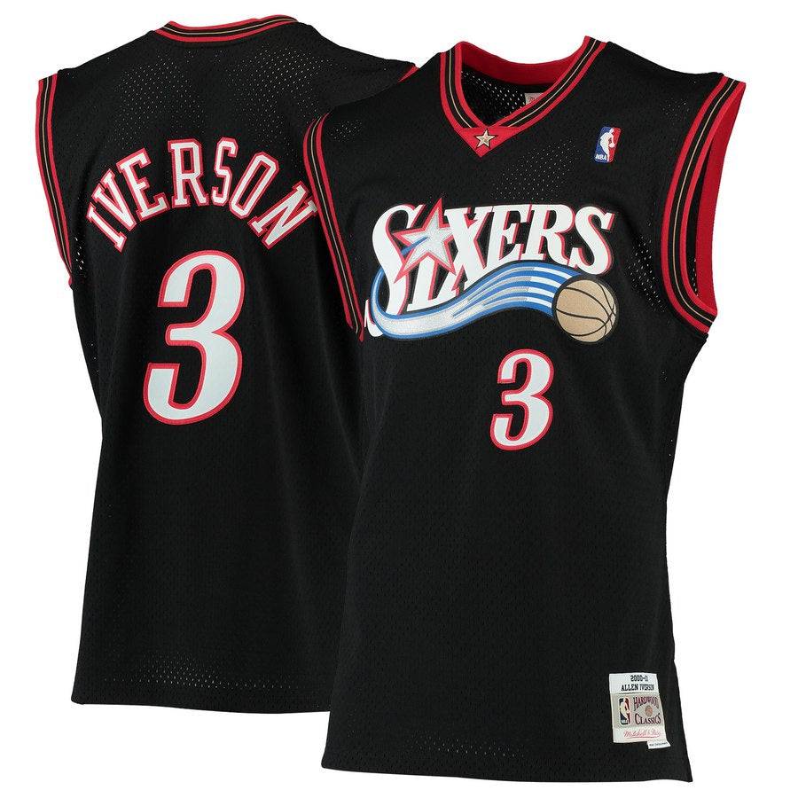 Youth Philadelphia 76ers Allen Iverson Mitchell &amp; Ness Black 2000-01 Hardwood Classics Swingman Jersey