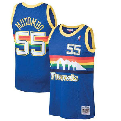 Mens Denver Nuggets Dikembe Mutombo Mitchell &amp; Ness Blue 1991-92 Hardwood Classics Swingman Jersey