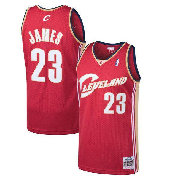 Mens Cleveland Cavaliers LeBron James Mitchell &amp; Ness Wine 2003-04 Hardwood Classics Swingman Jersey