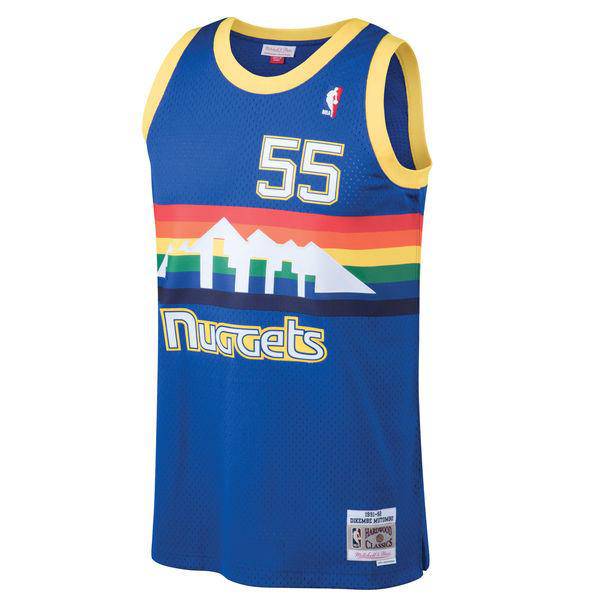 Mens Denver Nuggets Dikembe Mutombo Mitchell &amp; Ness Blue 1991-92 Hardwood Classics Swingman Jersey