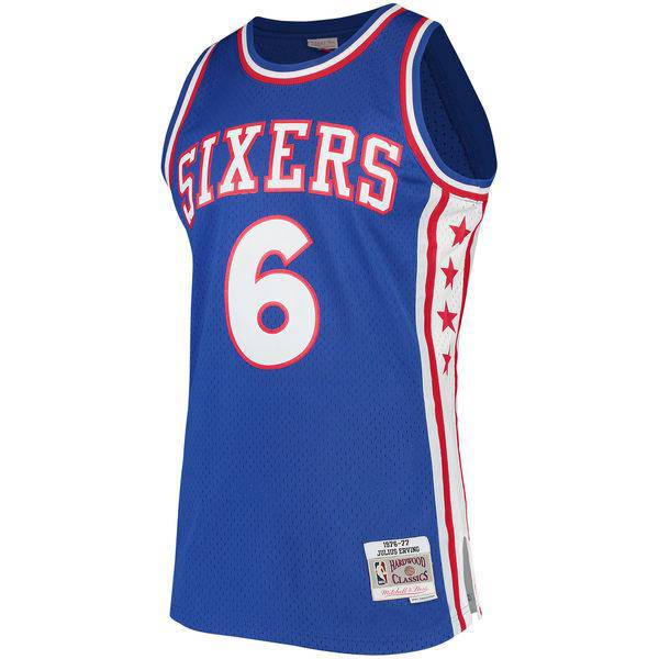 Mens Philadelphia 76ers Julius Erving Mitchell &amp; Ness Royal Hardwood Classics Swingman Jersey