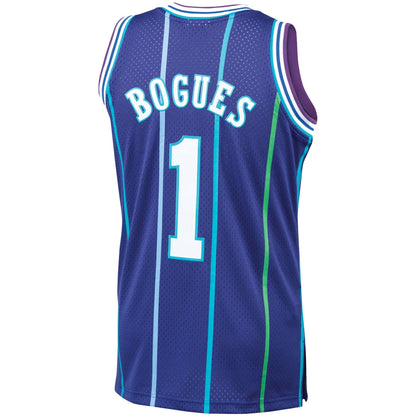 Men’s Muggsy Bogues Charlotte Hornets 1994-95 Purple Swingman Jersey By Mitchell &amp; Ness