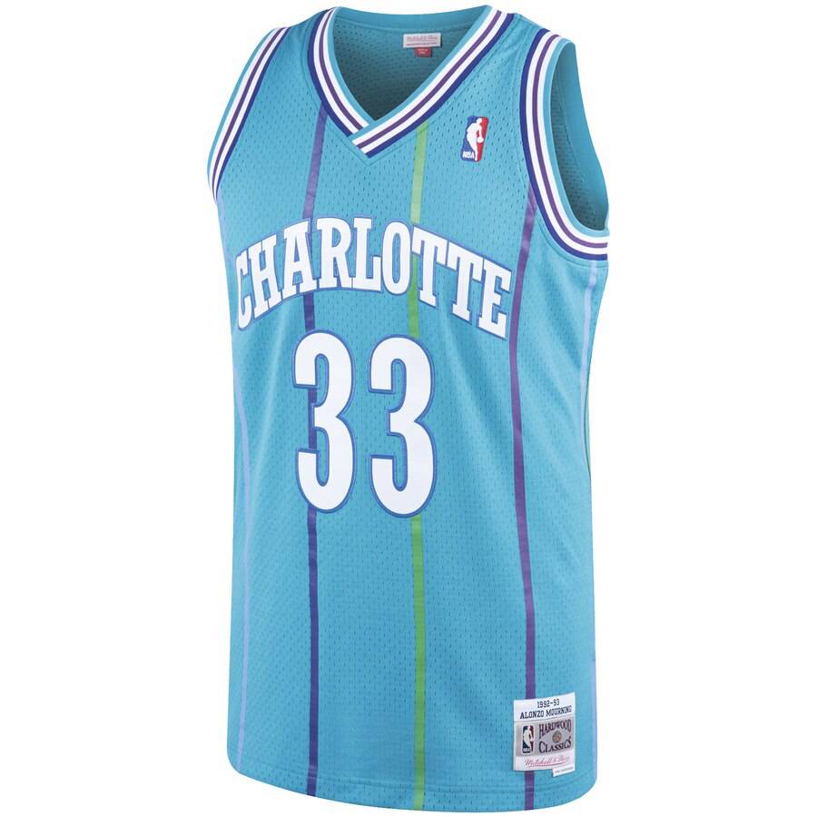 Men’s Alonzo Mourning Charlotte Hornets 1992-93 Swingman Jersey By Mitchell &amp; Ness