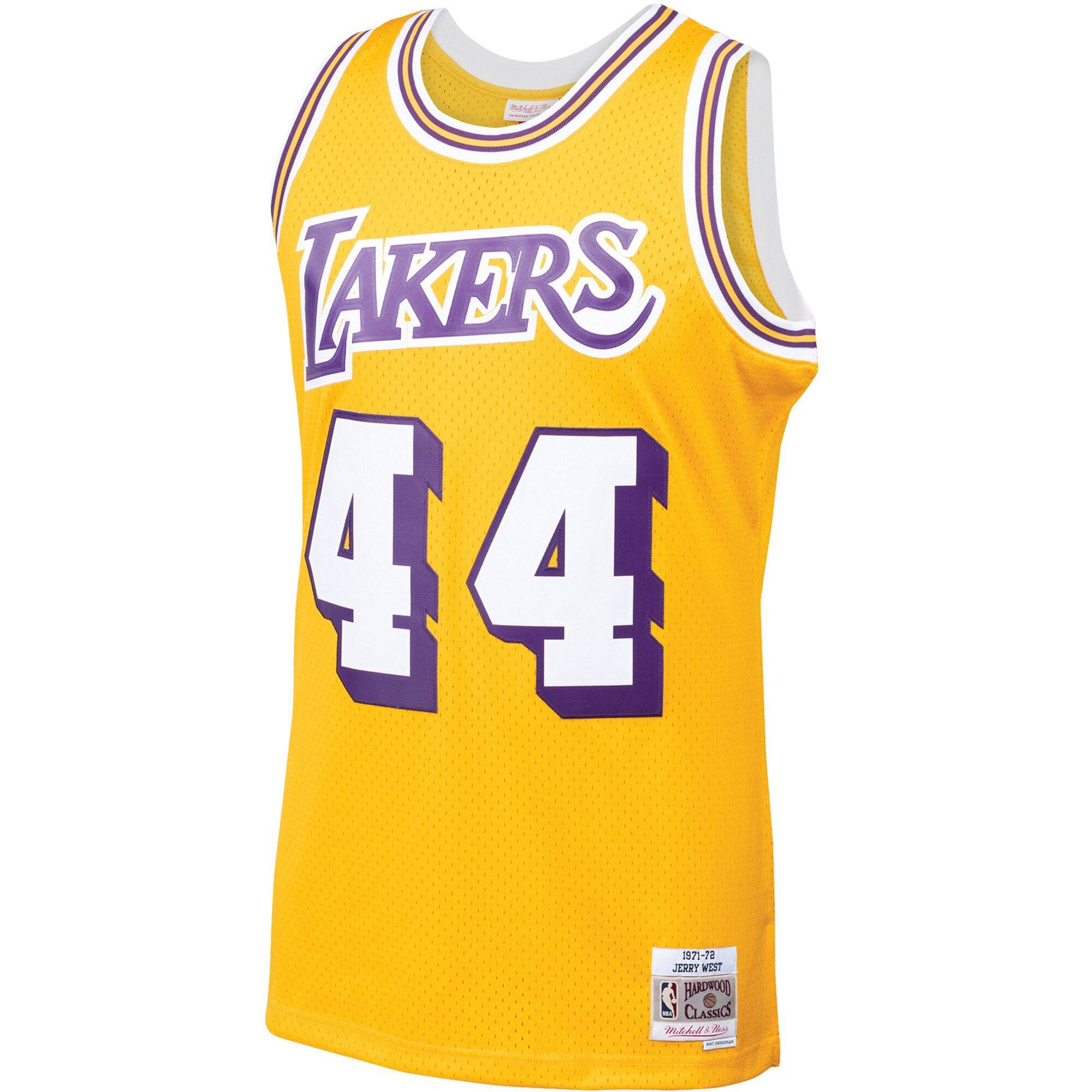 Mens Jerry West Los Angeles Lakers Mitchell &amp; Ness Gold 1971-72 Hardwood Classics Swingman Jersey