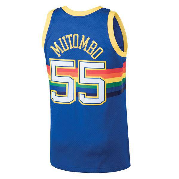 Mens Denver Nuggets Dikembe Mutombo Mitchell &amp; Ness Blue 1991-92 Hardwood Classics Swingman Jersey