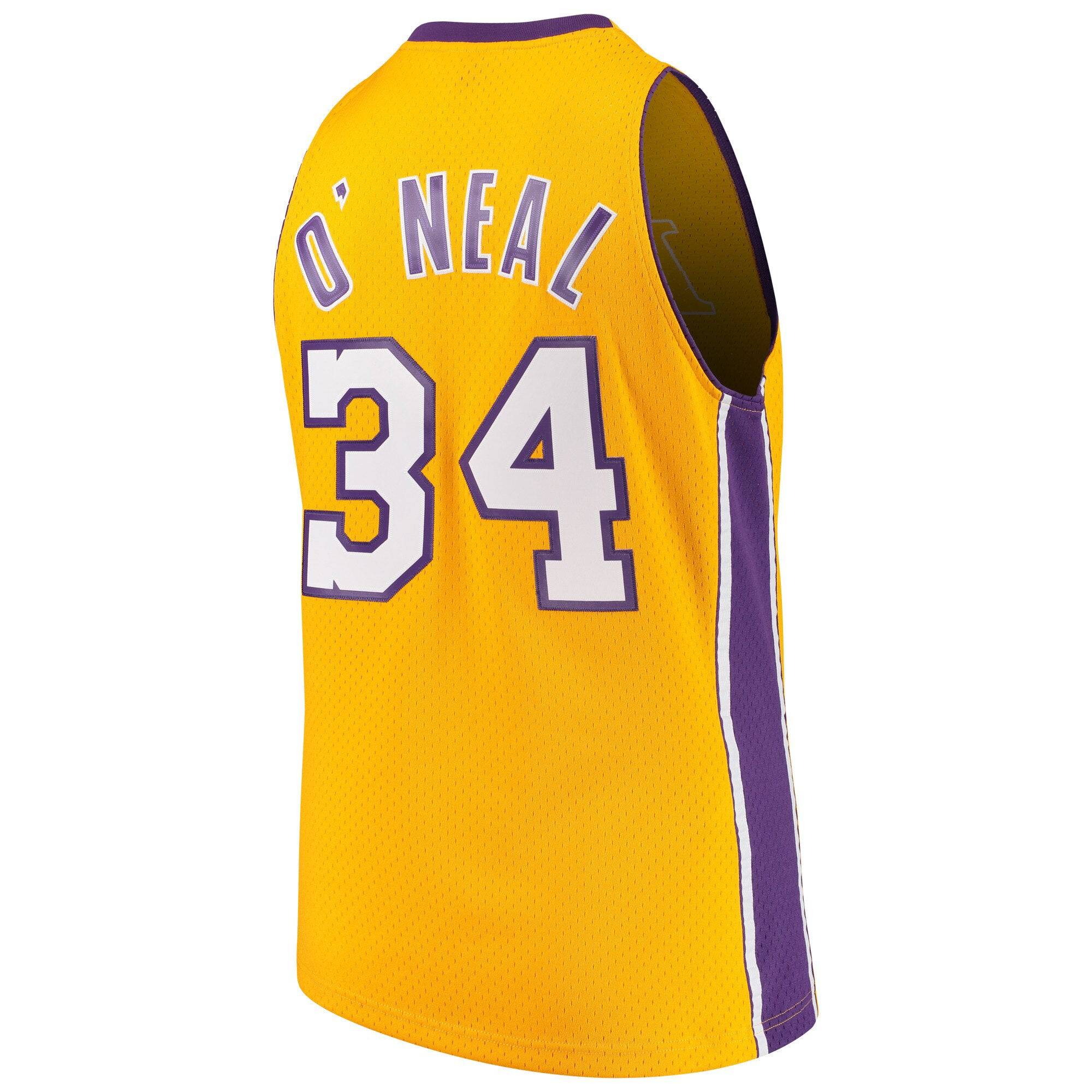 Men’s Shaquille O’Neal Los Angeles Lakers 1999-00 Gold Swingman Jersey By Mitchell &amp; Ness