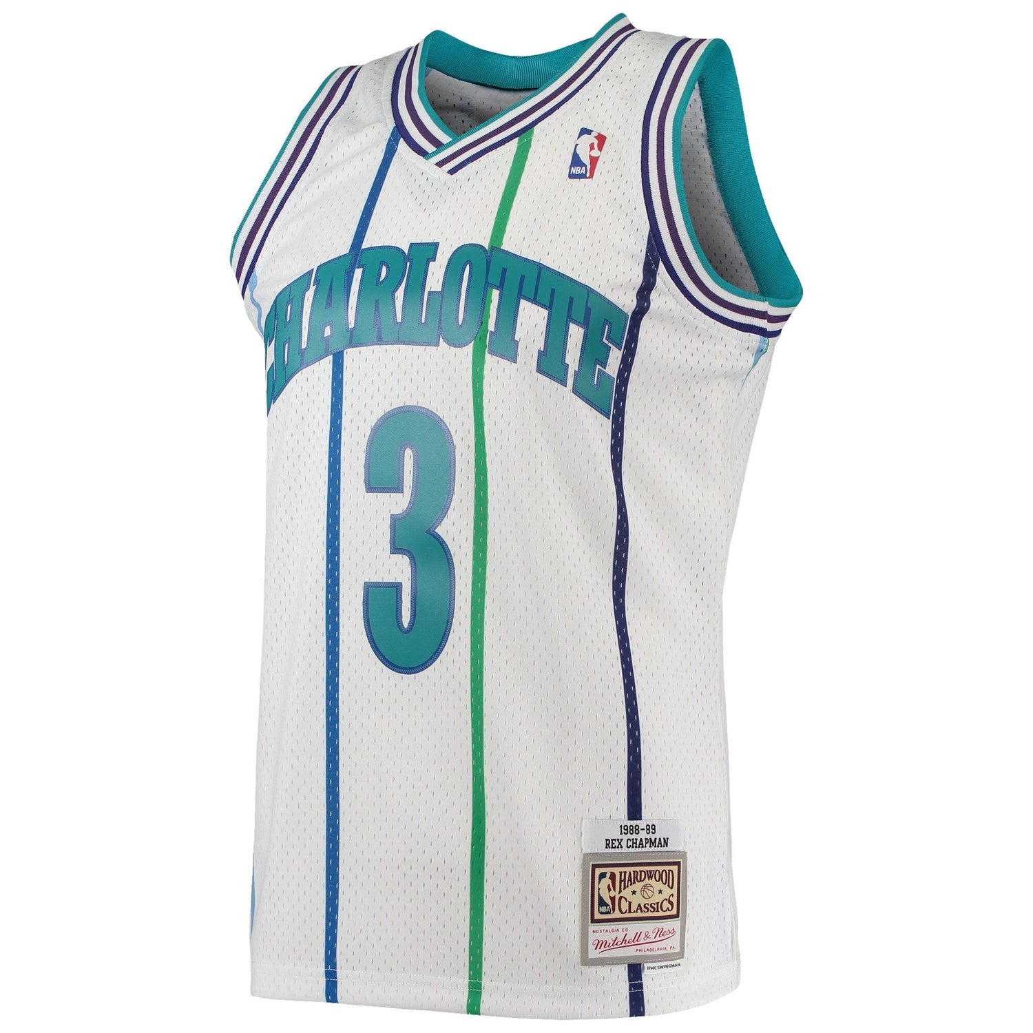 Men’s Rex Chapman Charlotte Hornets 1988-89 White Swingman Jersey By Mitchell &amp; Ness