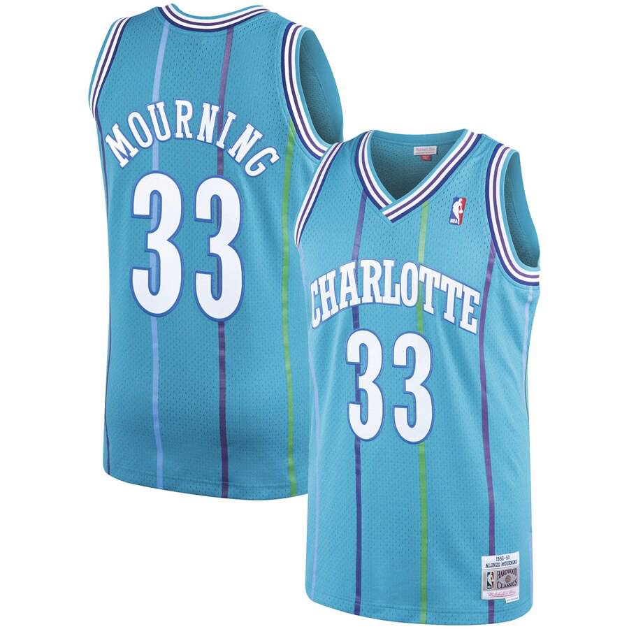 Men’s Alonzo Mourning Charlotte Hornets 1992-93 Swingman Jersey By Mitchell &amp; Ness