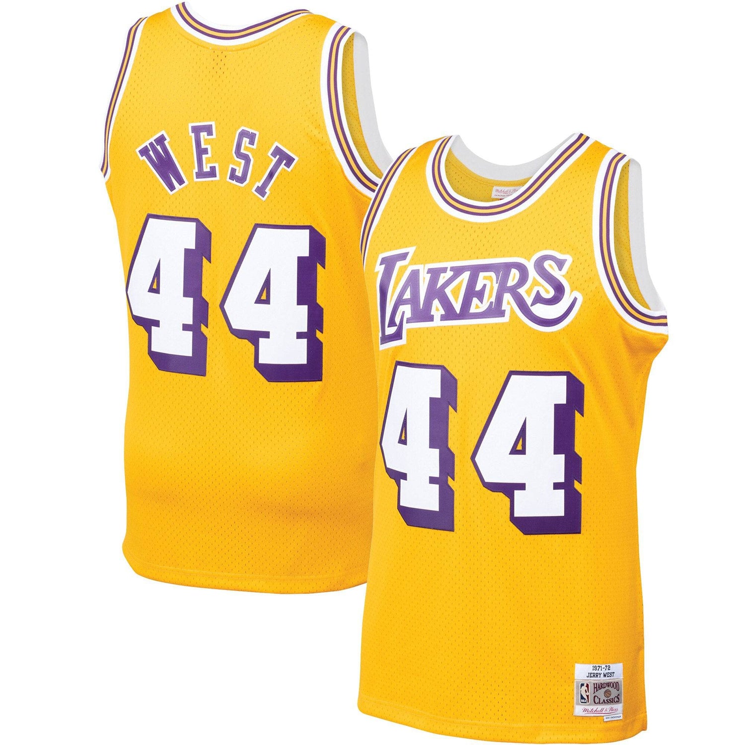 Mens Jerry West Los Angeles Lakers Mitchell &amp; Ness Gold 1971-72 Hardwood Classics Swingman Jersey