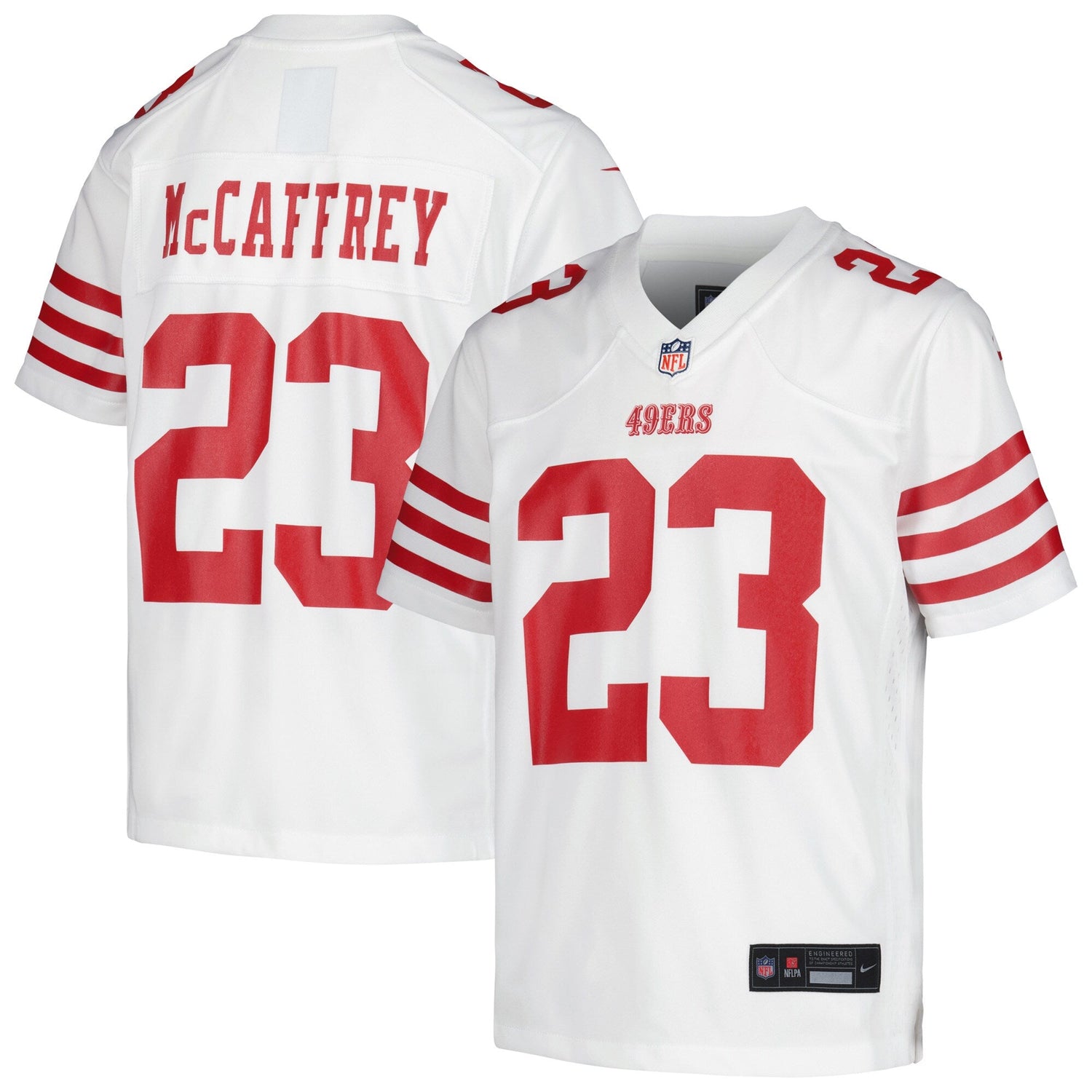 Youth Christian McCaffrey San Francisco 49ers Nike White Game Jersey